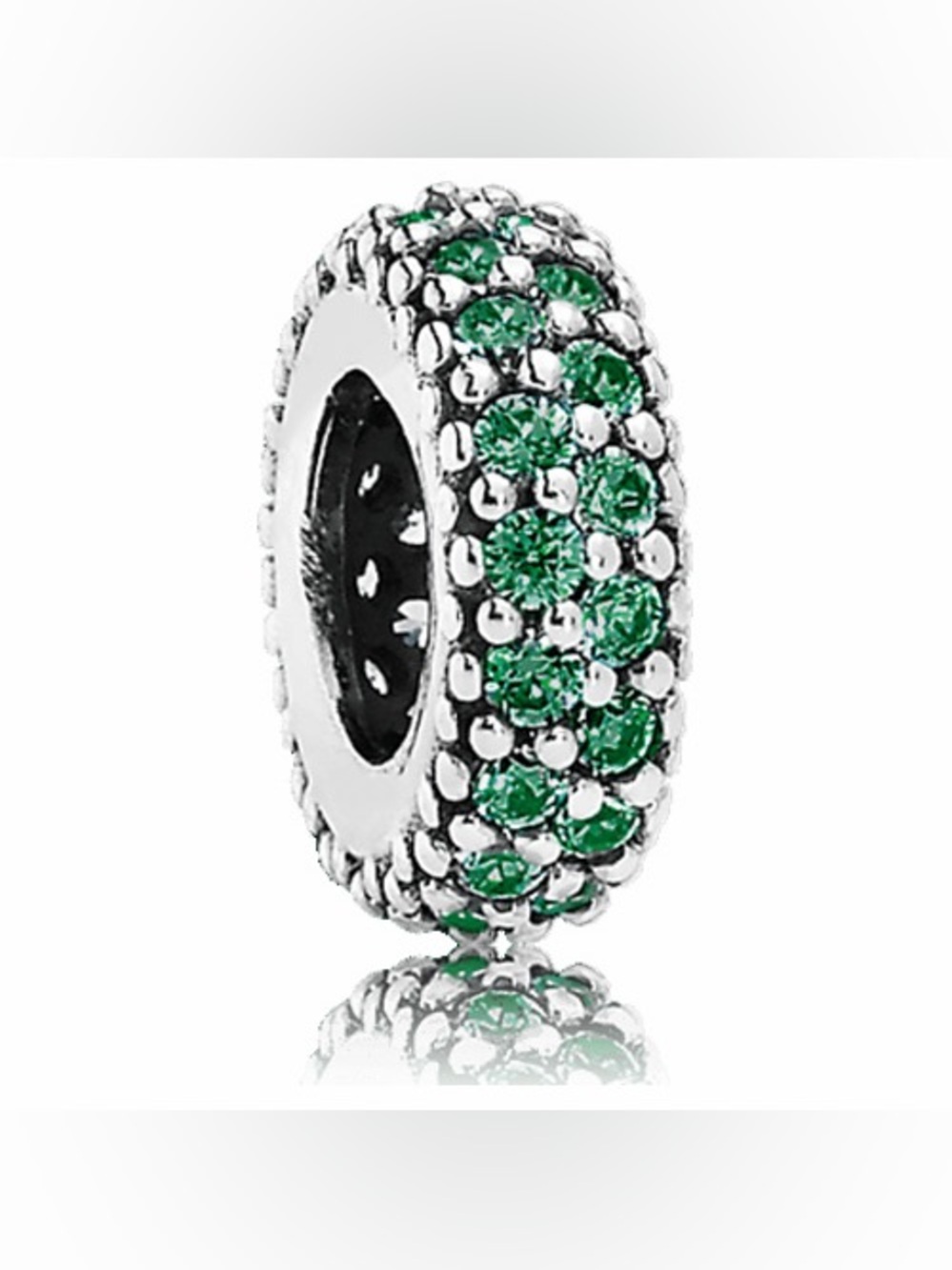 Pandora Retired Sterling Silver Inspiration Within Spacer w/Green CZ 791359CZN